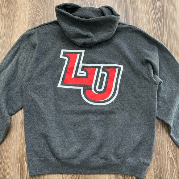 Champion Liberty University LU Gray Red Hoodie Sweatshirt Size Large - Picture 5 of 10
